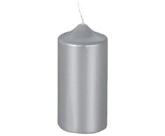 Papstar Stumpenkerzen / Säulenkerzen, silber, (1 Stück), Durchmesser 6 cm, Höhe 13 cm, ideal als Weihnachtskerze, brennt ca. 30 Stunden, als Deko zuhause / auf Festen, #13669