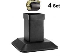 Toopify 4 Betterhöhungen, 14 cm, strapazierfähig, Möbelerhöhungen mit kratzfestem, rutschfestem Schaumstoffboden für Bett mit Rädern oder Couch, Stuhl, Tisch, Mattschwarz