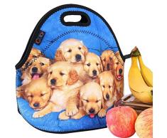iColor Lovely Small Dogs Neoprene Insulated Waterproof Cooler Box Container Soft Case baby lunchbox Handbag Work Travel Outdoor Thermal Lunch Tote Bag School/Office Storage Pouch Food Carrying YLB-56 by ICOLOR