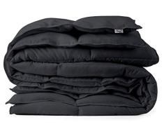 Chezmoi Collection Weiße Daunen Alternative Bettdecke – Ecklaschen, Doppelstiche, paspelierte Kanten, silikonisierte Faser, schützt vor Hausstaubmilben, hypoallergen, allergiefrei Modern California King schwarz
