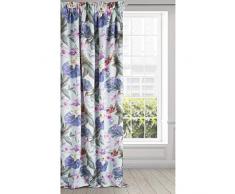 Eurofirany Alia Gardine Vorhang Satin Blumen Muster – Kräuselband Matt Modern Lounge Bunt Wohnzimmer Schlafzimmer 1 Stk, 140X270cm