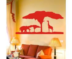 INDIGOS 4052166117500 Wandtattoo w555 Afrika / Steppe Elefant Giraffe Wandaufkleber 96 x 53 cm, rot