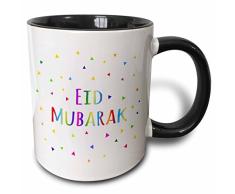 3dRose Mubarak-Happy Eid Blessing Islamische Ramadan Ton Muslim Holidays-Two Kaffeebecher, Keramik, Schwarz, 10.16 cm x 7,62 x-Uhr