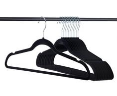 Home-it 50 x Kleiderbügel, schwarz, Samt, ultradünn, kein Abrutschen