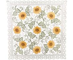 Bettwäsche, Art und THINGS bestickt Mitteldecke Deckchen Tisch Mittelpunkt kleinen Tischdecke Open Weave Cut Arbeit Sonnenblumenkerne und weiß Daisy auf Ivory ca. 83,8 x 83,8 cm