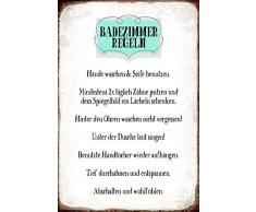 Schatzmix Spruch Badezimmer Regeln Metallschild 20x30 Deko tin Sign Blechschild, Blech, Mehrfarbig, 20x30 cm