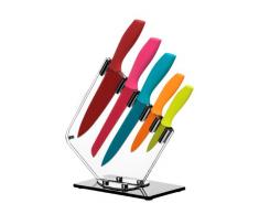 5er Set messer, Multi Color Soft Grip Griff, Acrylblock