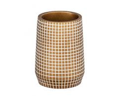WENKO Ohrid Zahnputzbecher-/ Zahnbürstenhalter (für Zahnbürste und Zahnpasta) 7 x 10 x 7 cm, Gold