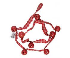 Needzo Weihnachtsgirlande zum Aufhängen, Metallglocken, 114 cm, Rot