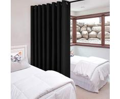 DWCN Ösenvorhang, für Schlafzimmer, Wohnzimmer, Polyester-Mischgewebe, Schwarz, 15ft Wide x 8ft Tall