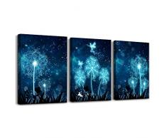 TTHWALLART Leinwandbild für Wohnzimmer, Badezimmer, Wanddekoration für Schlafzimmer, Küche, abstraktes Gemälde, Pusteblume auf Leinwand, modern, gerahmt, für Büro und Zuhause, 30,5 x 40,6 cm, 3 Stück