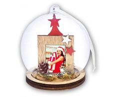 ZEP S.r.l. Alesund Weihnachtskugel, Holz, Rot, WeiÃ, Natur und Klar, Für Bildformat 3,5 x 4,4 cm, Durchmesser 9 cm
