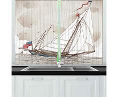 Cartoon Vorhänge von ambesonne, Fisherman Fantasy Haus Fairytale Unterwasserwelt Fische Koralle Wolkenhimmel, Wohnzimmer Schlafzimmer Fenster Drapes 2 Panel Set, blau braun grün, Textil, Mehrfarbig 2, 55 W By 39 L