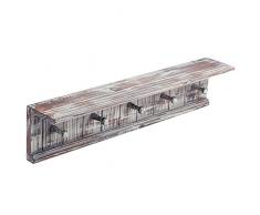 5 Haken Rustikal Holz Wand montiert Floating Badezimmer Regal und Handtuch Rack