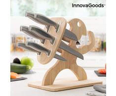 InnovaGoods IG814823 Spartan Messerset mit Holzständer, 7-teilig