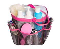 attmu Spiralschneider Dusche Caddy, Quick Dry Dusche Tasche, Bad Organizer – Perfekt für College Wohnheim, große Taschen zu tragen Ihr Badezimmer Zubehör, praktisch und langlebig, schwarz rose