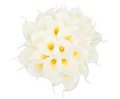 Foraineam Künstliche Blumen Calla-Lilie Brautstrauß Hochzeit Blumenstrauß Home Party Floral Decor PU Real Touch Fake Blumen 30 Stück (weiß)