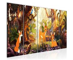 Bilder Kinderzimmer Wald Tiere Wandbild 150 x 60 cm Vlies - Leinwand Bild XXL Format Wandbilder Wohnzimmer Wohnung Deko Kunstdrucke Orang 5 Teilig - MADE IN GERMANY - Fertig zum Aufhängen 022756c