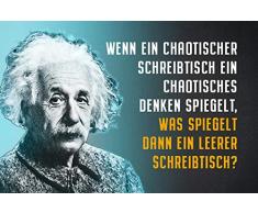 Einstein: Wenn EIN chaotischer Schreibtisch chaotisches Denken spiegelt, was spiegelt dann EIN leerer Schreibtisch? Funny Zitat tin Sign Sprüche Blechschild, 20x30 cm Deko