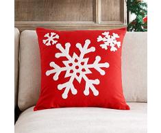 Foindtower Weihnachts-Kissenbezug, Leinen, Baumwolle, mit Schneeflocken-Muster, für den Winter, für Couch Sofa, Bett, Stuhl Casual 1 Piece,18x18 rot