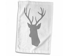 3dRose Grauer Hirschkopf Silhouette auf weißem modernen grauen Hirsch mit Geweih, Mehrfarbig, 38,1 x 55,9 cm