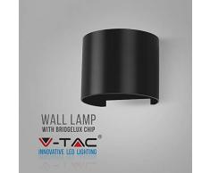 V-TAC 6W Moderne, schwarze, runde Up Down Wandleuchte 4000K Tagesweiß - Wasserfest - Sensorkompatibel - Einstellbarer Abstrahlwinkel Weißes Gehäuse für Outdoor- und Indoorhallen, Gärten, Wohnzimmer