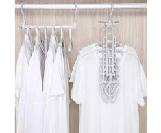 JEBBLAS Jeblas Ultra platzsparende Kleiderbügel, multifunktional, Rutschfest, 6er-Pack, Grauer robuster Kunststoff, für Coathangers, Kleider, Röcke, Shirts, Pullover. LightGray