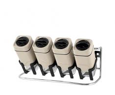 H+H Aroma Set Gewürzgläser Gewürzregal mit Ständer, beige, 5 Einheiten