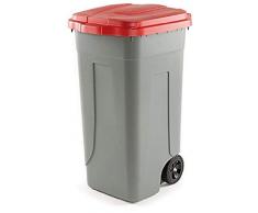 SSS Mülleimer für Mülltrennung, verchromt/rot, einzigartig