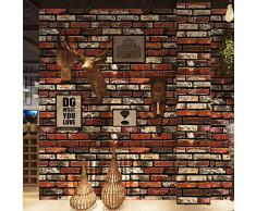 Tapetentapete mit Steinbesatz zum Abziehen und Aufkleben von Tapeten, selbstklebende Regalpapier-Aufkleber, Dekoration, für Wohnzimmer, Heimdekoration 17.7x 39.4 Natürlicher roter Ziegel