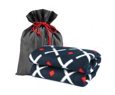 Forestfish Fleecedecke, gemütlich, weich, 114 cm x 76 cm, Grau Medium Navy