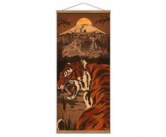WEROUTE Samurai Spirit with Ferocity Tiger Japan Retro Warrior Leinwandbild, Kunstdruck, mit Holzrahmen, 40,6 x 88,9 cm