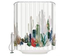 T & H Home Duschvorhang-Set aus Stoff für Badezimmer, Duschen, Ställe und Badewannen, maschinenwaschbar – Regenbogen-Zickzack-Vorhang, moderner Badvorhang. 48x72 Cactus6thh6194