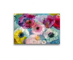 Calvendo Premium Textil-Leinwand 45 cm x 30 cm quer Anemonen in Wasser | Wandbild, Bild auf Keilrahmen, Fertigbild auf echter Leinwand, Leinwanddruck: Im Farbrausch des Wassers Natur Natur