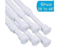 Qingyun Spannstange – 6 Federspannstäbe für Küche, Bad, Schrank, Fenster, Bücherregal, DIY-Projekte, ausziehbare Länge 40,6-71,1 cm 28-48inch White-6pcs