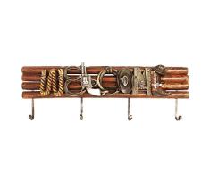 Lifestyle Bankett rustikales Willkommensschild mit Haken zum Aufhängen von Mänteln, Eingangsbereich, Wanddekoration mit Garderobe, Wandmontage, 55,9 x 17,8 cm, Landhaus-Wanddekoration