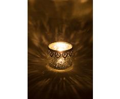 Home&Decorations 2er Set H&D Original Windlicht Teelichtglas Silber Antiker Windlichthalter Kerzenglas Glasvase Windlichtglas Laterne Glas Vase Kerze Ø10 cm ×H 8.5 cm