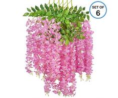 Buschige Blumengirlande aus künstlicher Seide, zum Aufhängen, für Hochzeiten, Partys, Garten, Garten, Grün, Büro, Wanddekoration (Milchweiß) Art Deco Zsg-flower013-004