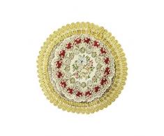 Wrapables Platzdeckchen, rund, Vintage-Blumenmuster, mit goldfarbener Stickerei, 17,8 cm, Regal Red, 2 Stück