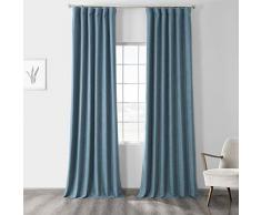 HPD Half Price Drapes FLCW-CBO1910-108 Verdunkelungsvorhang im Vintage-Stil, Leinengewebe, max. Verdunkelungsvorhang, 50 x 108 cm, Ovationsblau