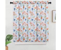 Haperlare Küchenvorhang, Blumenmuster Tiers| 45 L Coral/Green/Blue