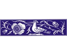 INDIGOS 4051095030010 Wandtattoo w269 Blumen, Vogel 120 x 30 cm, blau