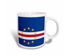 3dRose Flagge Insel Verde Country-Cape Verdean Dark Marine, blau, weiß, mit 10 gelb Stars-Magic, Kaffeebecher, Keramik, Rot, 10.16 cm x 7,62 x-Uhr