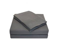 Impressions Luxor Treasures Super Soft, 100% gebürstete Mikrofaser, knitterfrei, 4 Bettwäsche mit Stickerei in Geschenkbox, Charcoal/Charcaol, California King