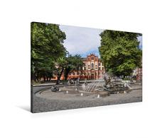 Premium Textil-Leinwand 90 x 60 cm Quer-Format Brunnen der Lebensfreude vor der Universität Rostock | Wandbild, HD-Bild auf Keilrahmen, Fertigbild auf hochwertigem Vlies, Leinwanddruck von Thomas Becker