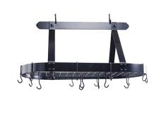 Ovales Hängeregal mit Gitter und 16 Haken, stahl, matte black, 91.44 cm