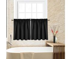 CAROMIO Küchen-Vorhang, gewebt, strukturiert, gewebt, für Café, Badezimmer, Fenster, Vorhänge und Größen Modern Tiers|24 L schwarz