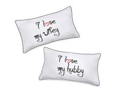 I Love My Wifey und I Love My Basteln Paare Kopfkissen, Hochzeitstag Seine und ihre Kissen Fun Geschenk für Verliebte, Paare, Mann und Frau (48,3 x 73,7 cm Kopfkissen)