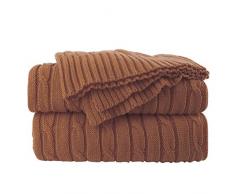 PENCK Überwurfdecke aus 100 % Baumwolle, weich, leicht, für den Sommer – massives Häkelpullover, Textur, Zopfgewebe, Decke für Couch Sofa, Auto Dekoration 50 x 60 Inches braun