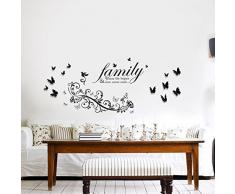 Walplus Wand Sticker Familie Vögel Zitat Klein Schmetterling Wein Abnehmbare Selbstklebend Wandkunst Aufkleber Vinyl Wohndeko DIY Wohnzimmer Schlafzimmer Büro Dekor Tapete Kinderzimmer Geschenk, Bunt